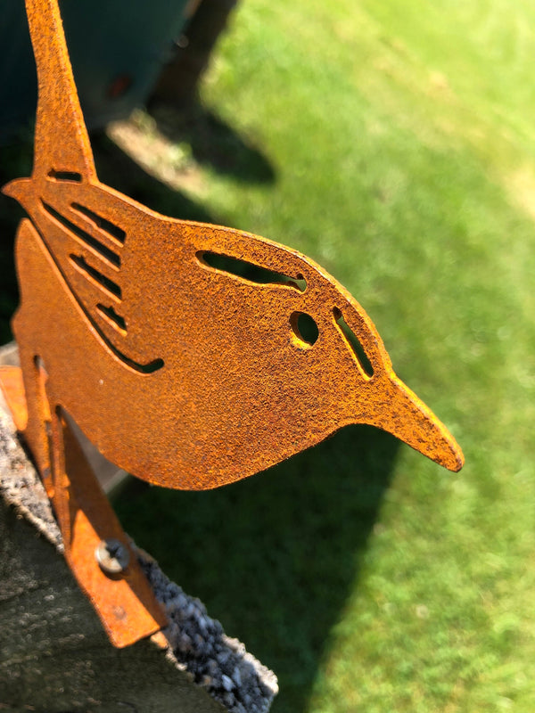 Rustic Metal House Wren: Handmade Garden Decor - USA Made