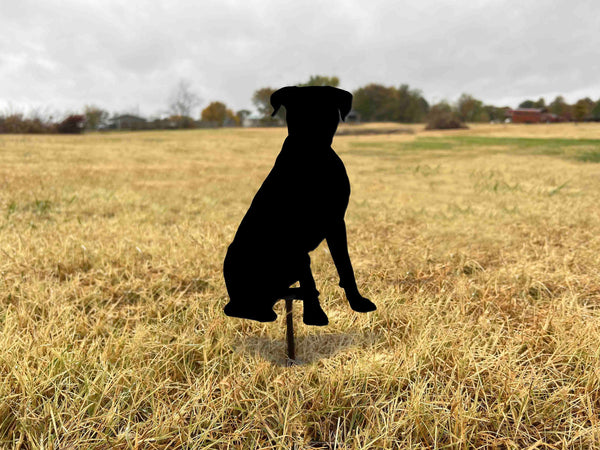 Metal Boxer Dog Garden Stake - Outdoor Silhouette Art