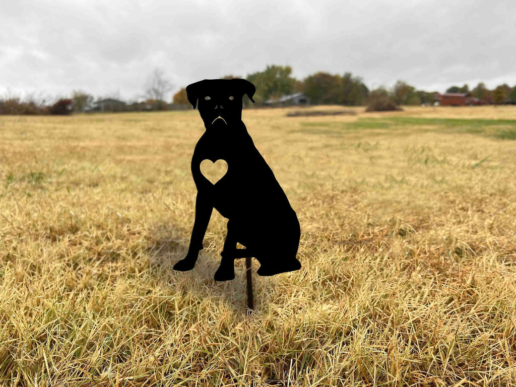 Boxer Dog Garden Stake: Metal Art, Outdoor Decor