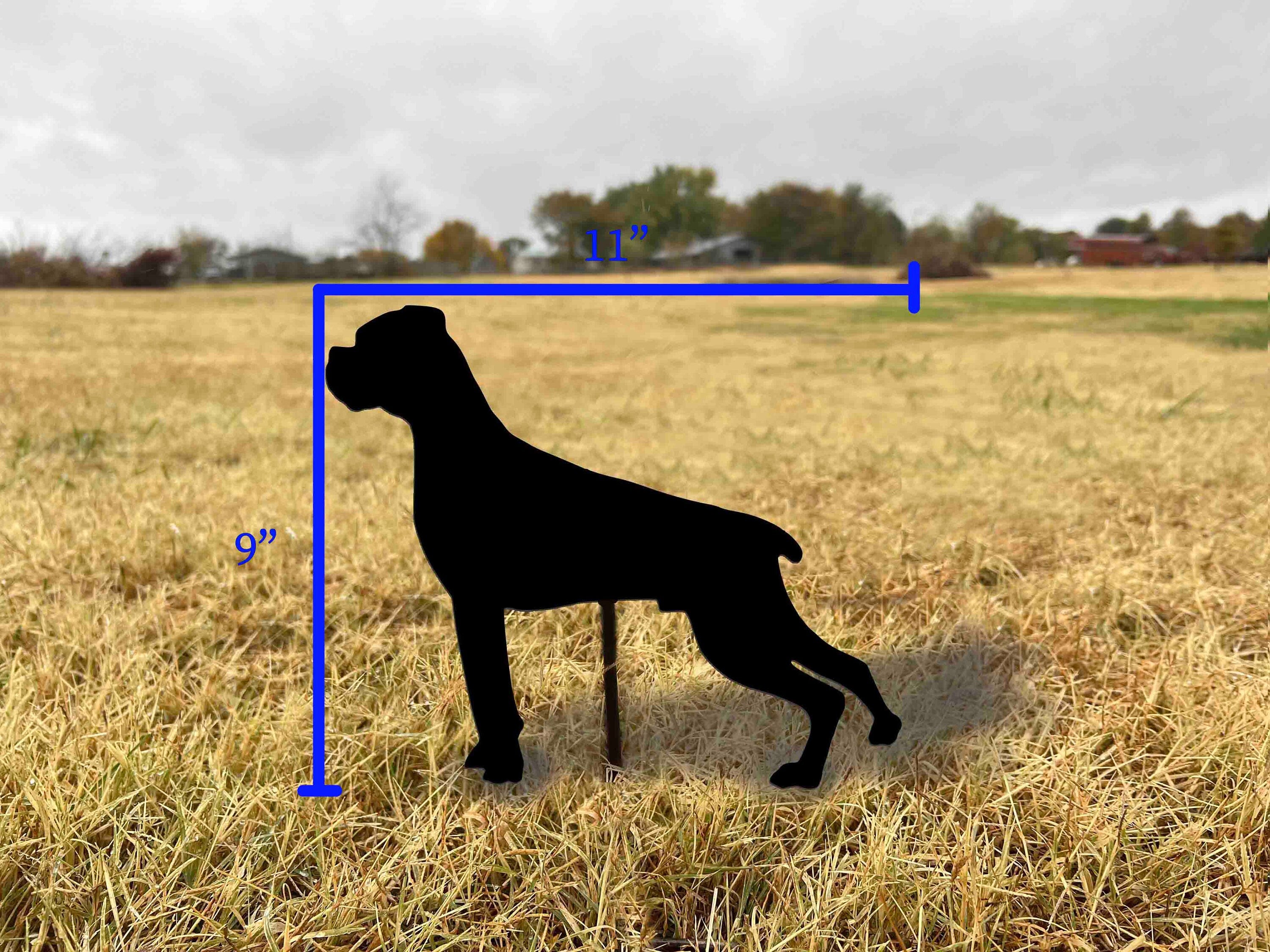 Metal Boxer Dog Yard Stake: Outdoor Home Decor