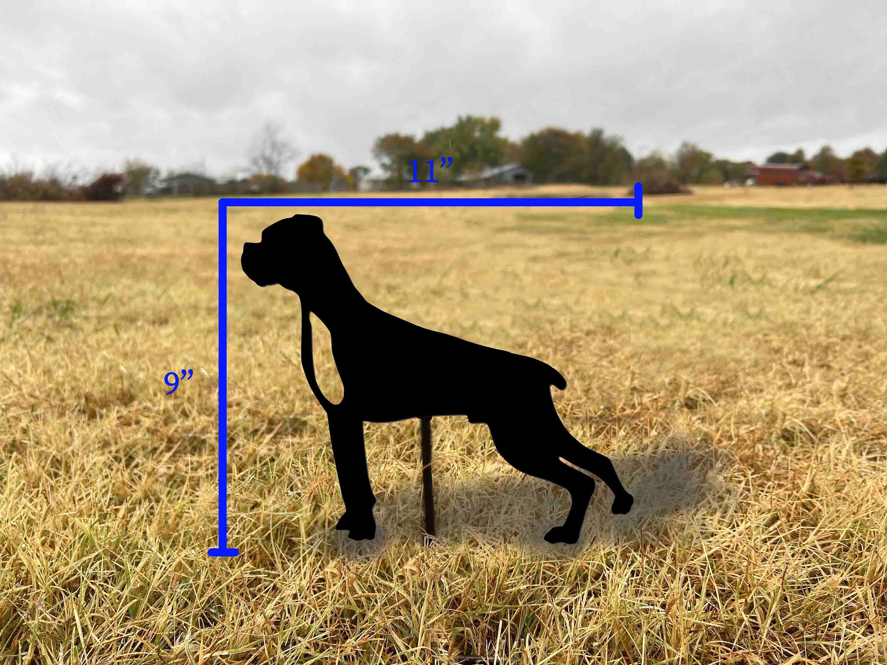 Metal Boxer Dog Yard Stake: Outdoor Home Decor