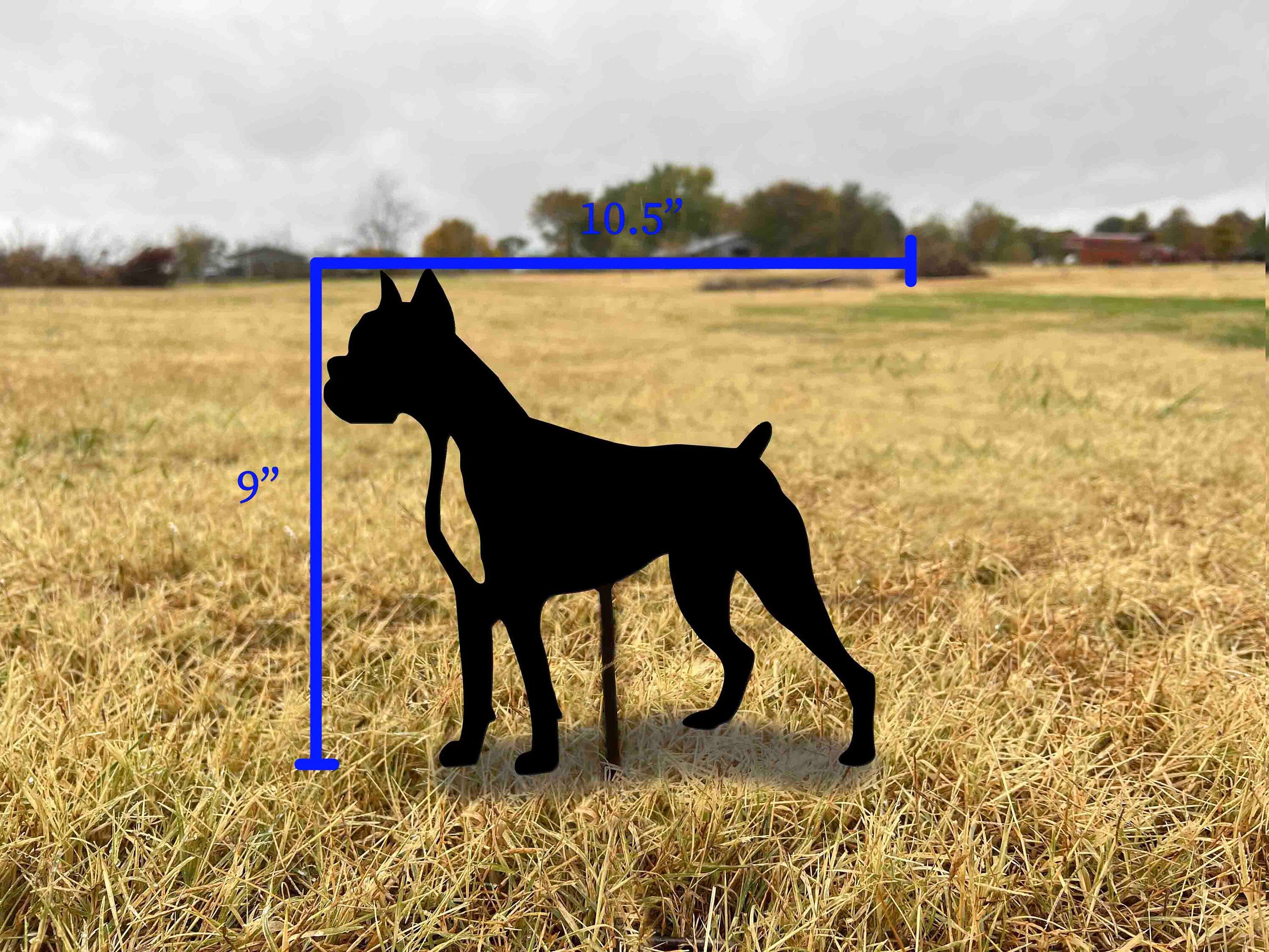 Boxer Dog Garden Stake: Black Metal Boxer Silhouette