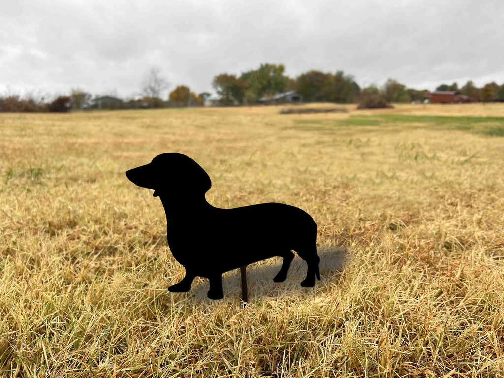 Handmade Dachshund Garden Stake: Metal Weenie Dog Memorial Art