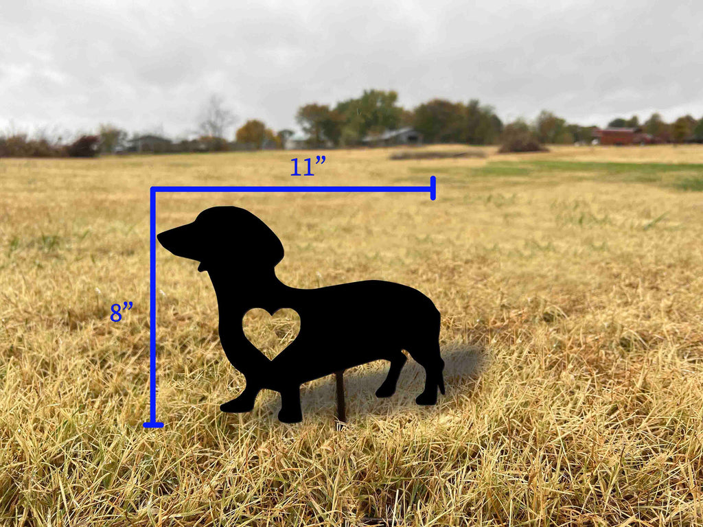 Dachshund Garden Stake: Heart Tail, Metal Dog Memorial Art