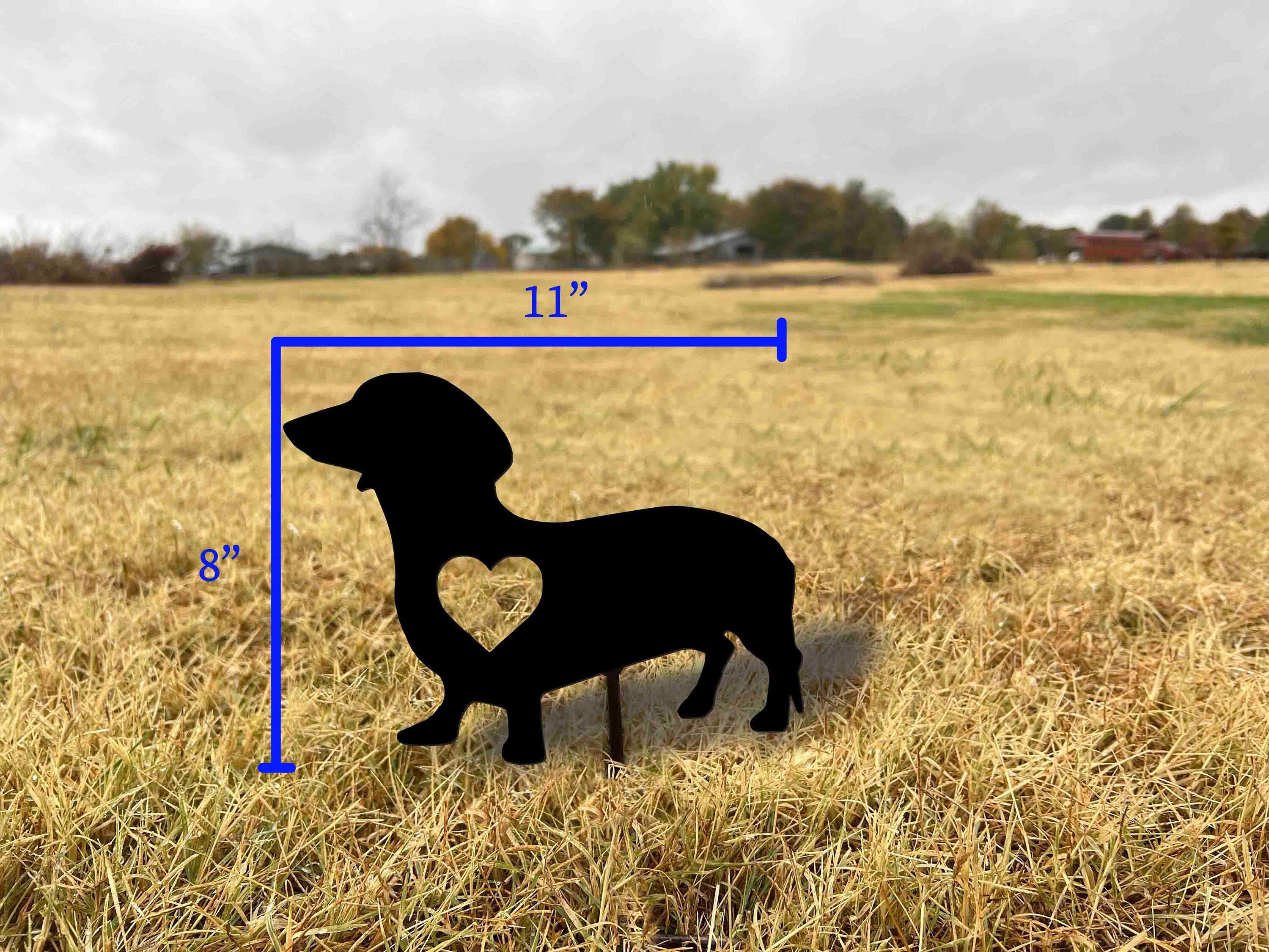 Dachshund Garden Stake: Heart Tail, Metal Dog Memorial Art