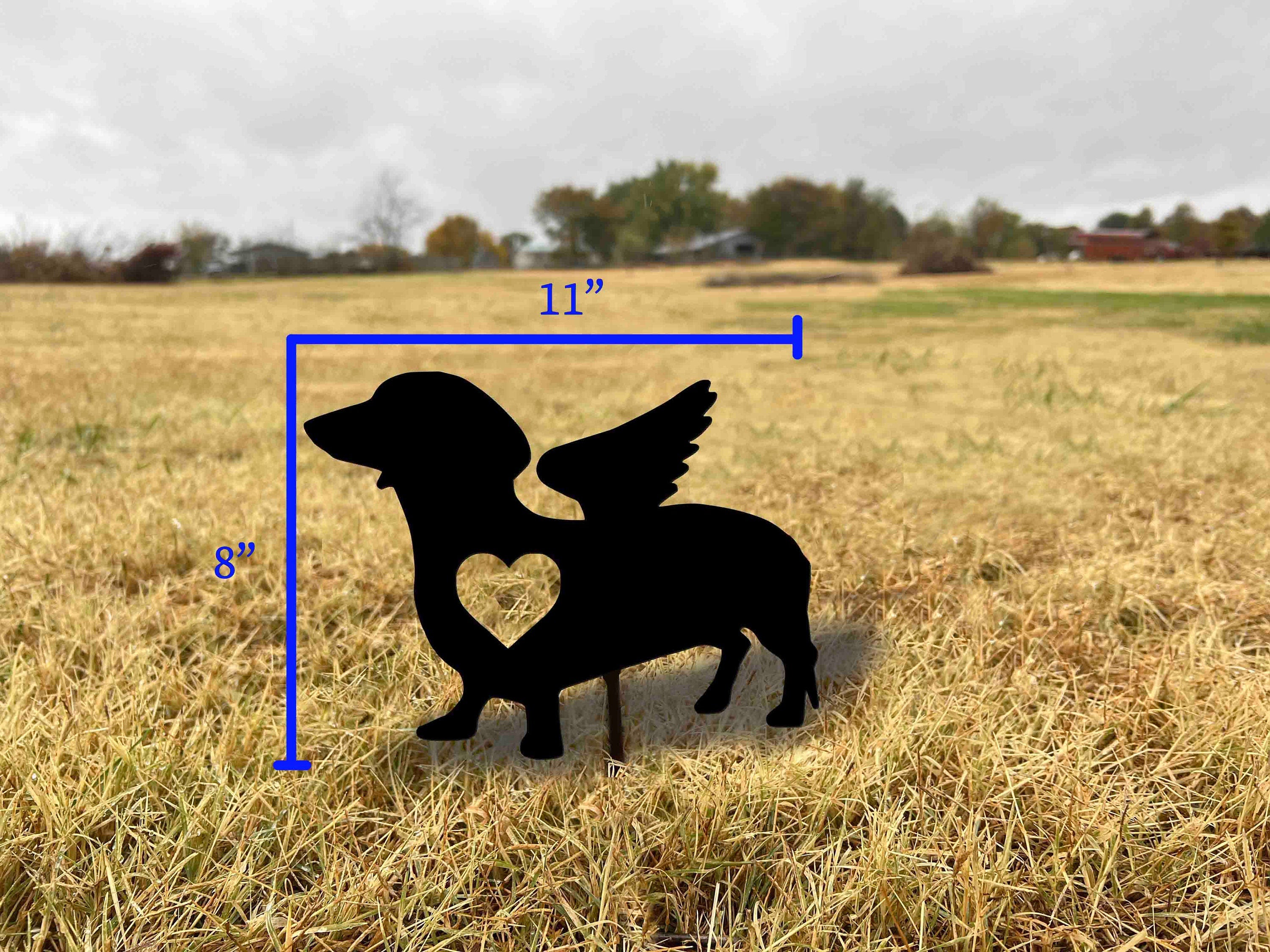 Dachshund Memorial Garden Stake: Handmade Steel Dotson Marker
