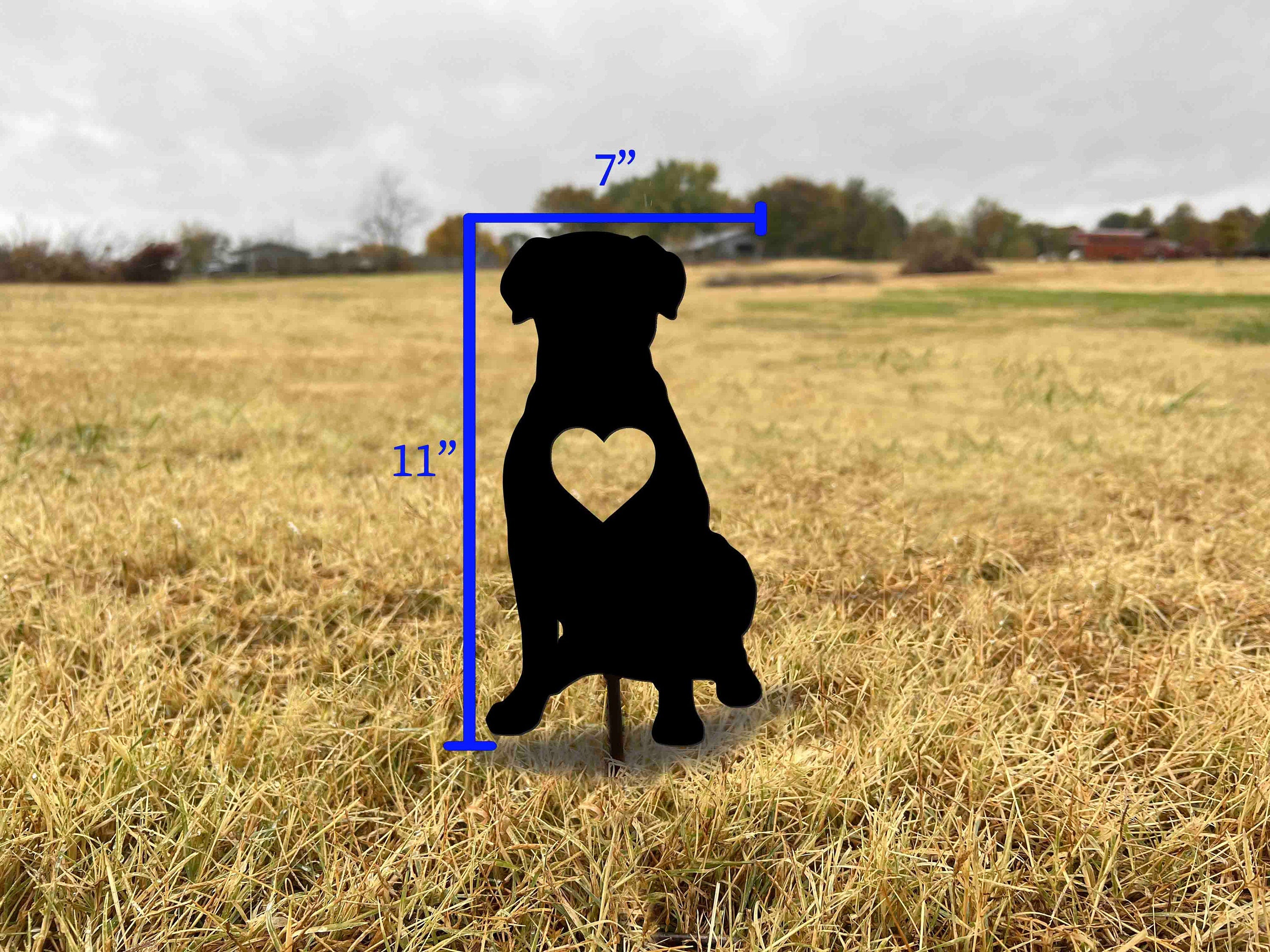 Boxer Dog Metal Garden Stake: Heart Silhouette, Outdoor Decor