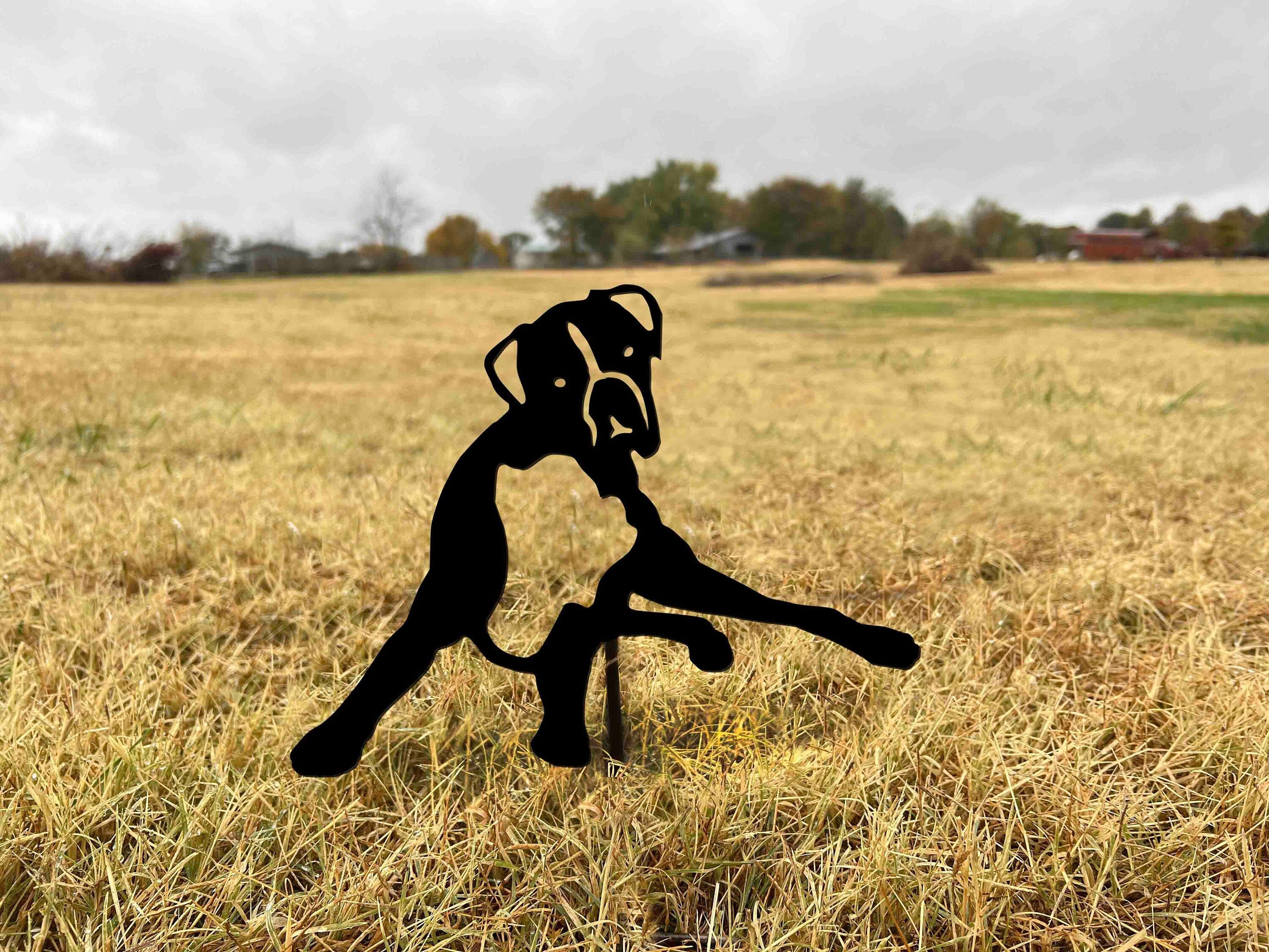 Boxer Dog Garden Stake: Black Metal Outdoor Decor, Dog Lover Gift
