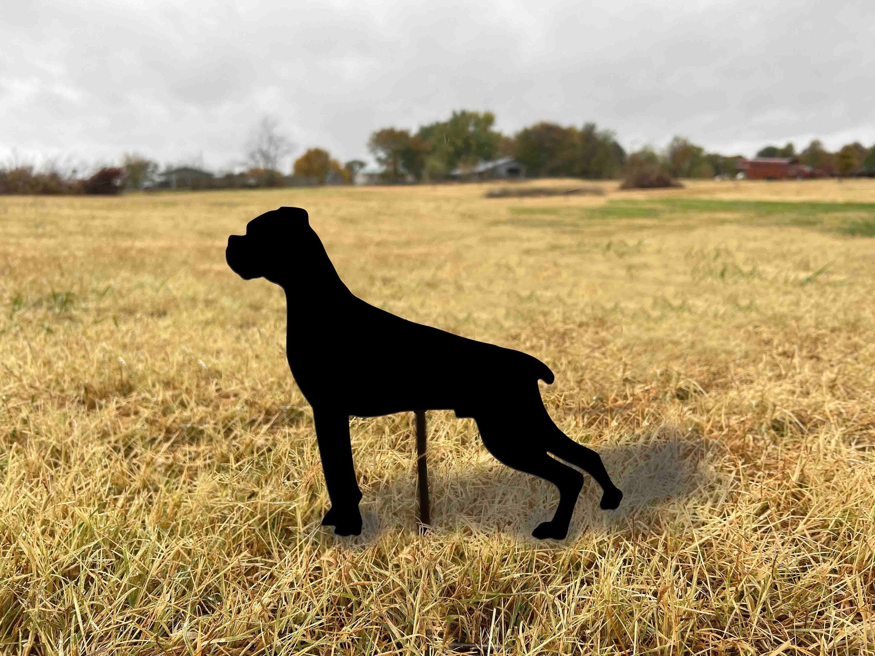 Metal Boxer Dog Yard Stake: Outdoor Home Decor