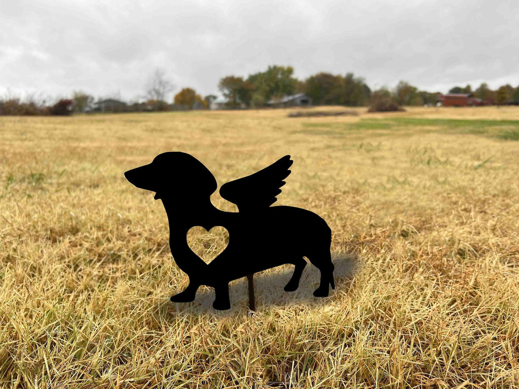 Dachshund Memorial Garden Stake: Handmade Steel Dotson Marker