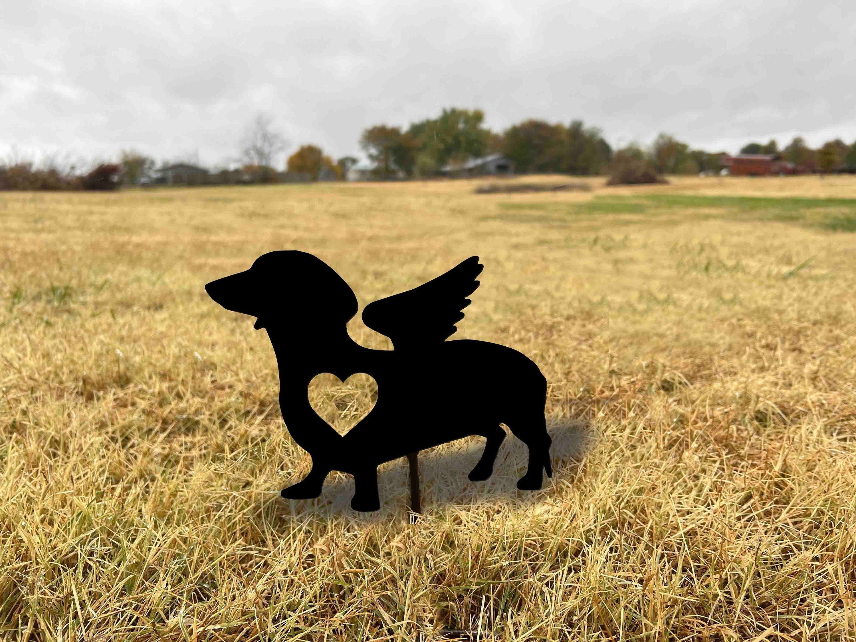 Dachshund Memorial Garden Stake: Handmade Steel Dotson Marker