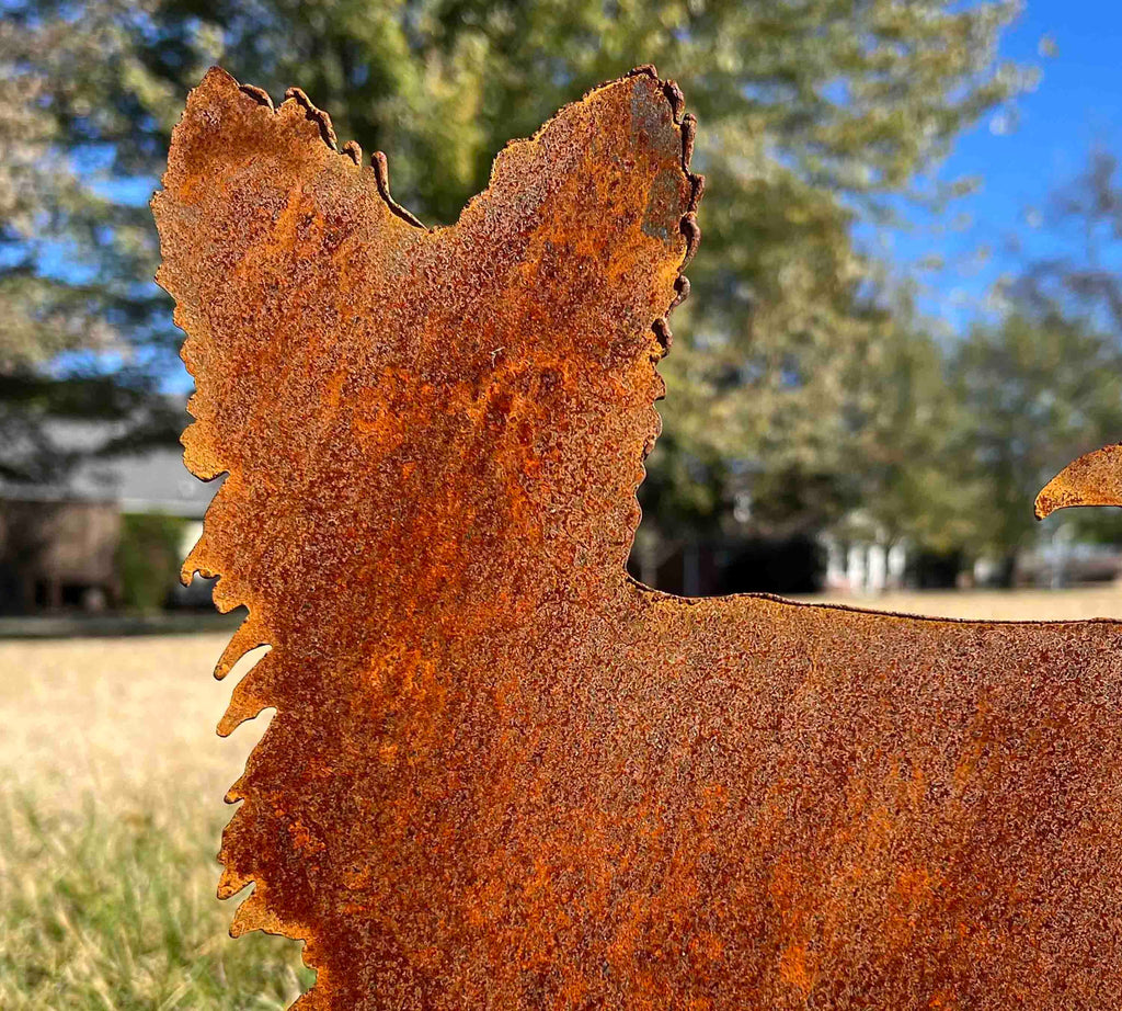 Yorkshire Terrier Metal Yard Stake: Rustic Dog Memorial Art