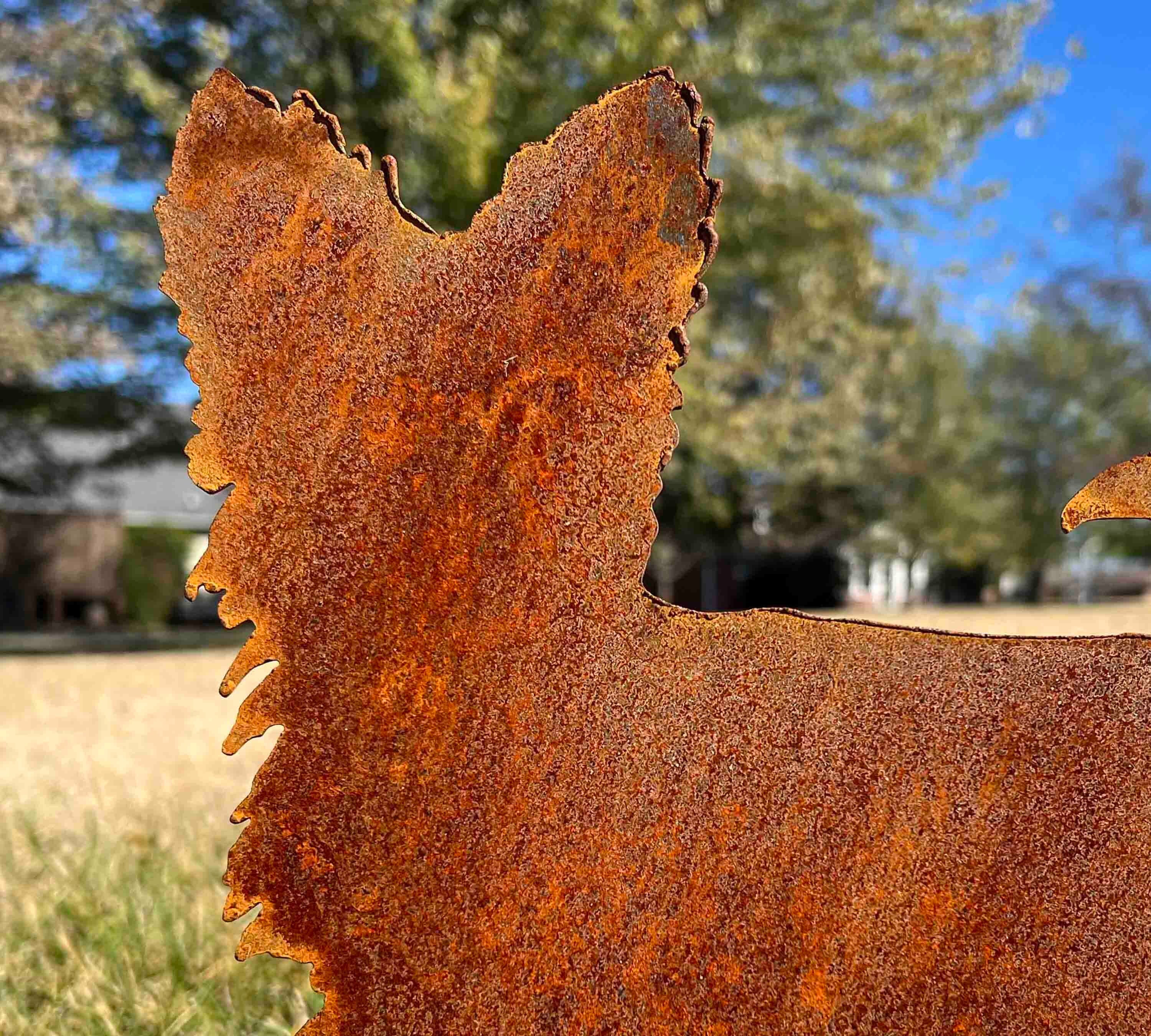 Yorkshire Terrier Metal Yard Stake: Rustic Dog Memorial Art