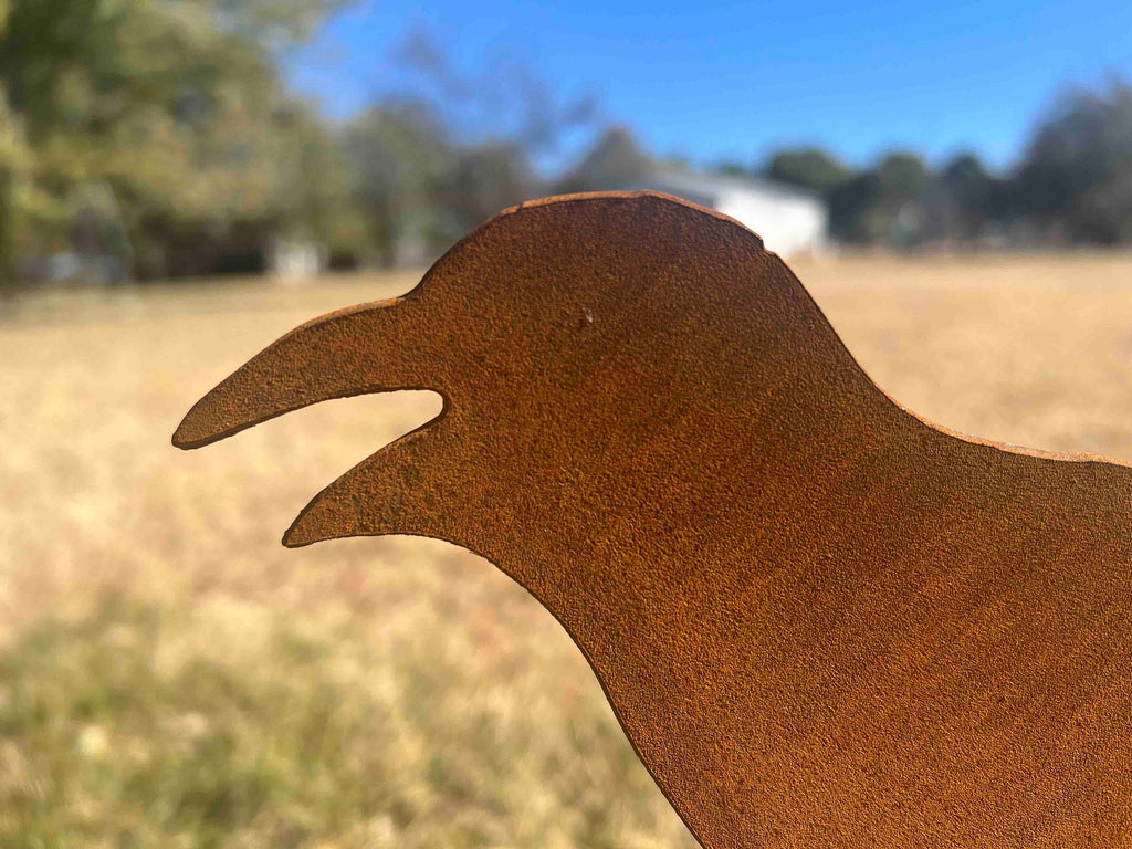 Rustic Metal Crow Garden Stake - Handmade Bird Art