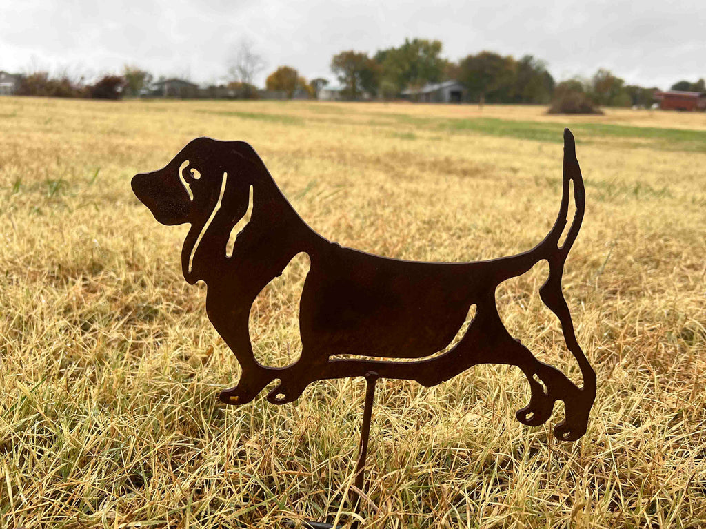 Handmade Basset Hound Metal Yard Stake: Dog Lover Decor