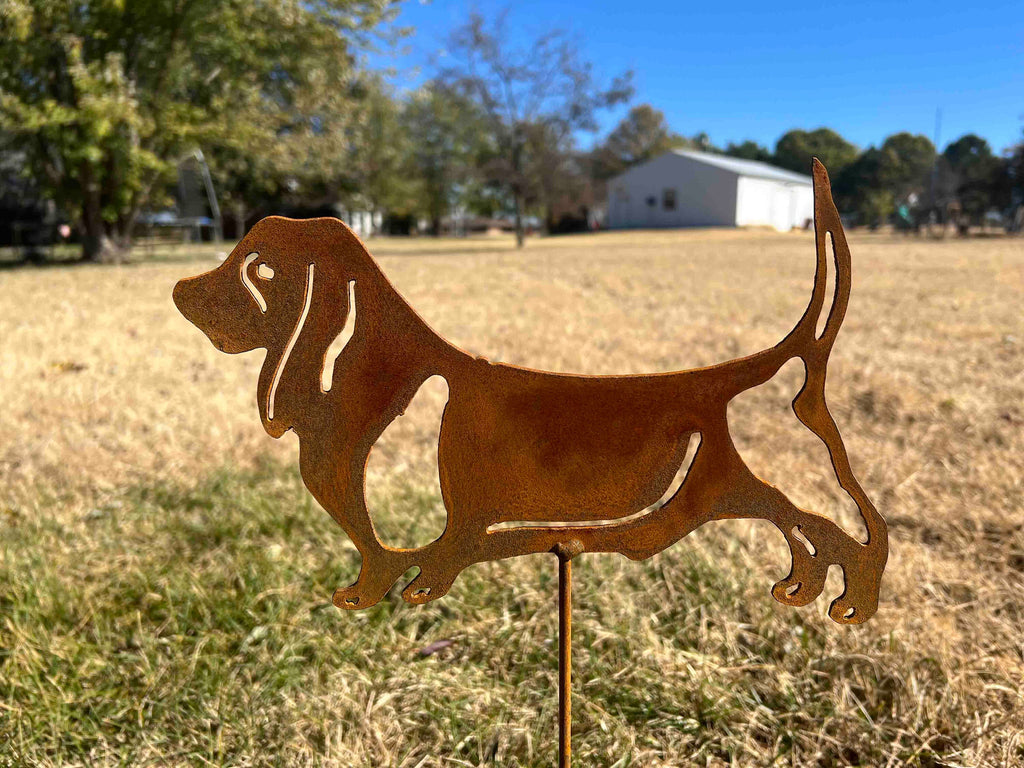 Handmade Basset Hound Metal Yard Stake: Dog Lover Decor