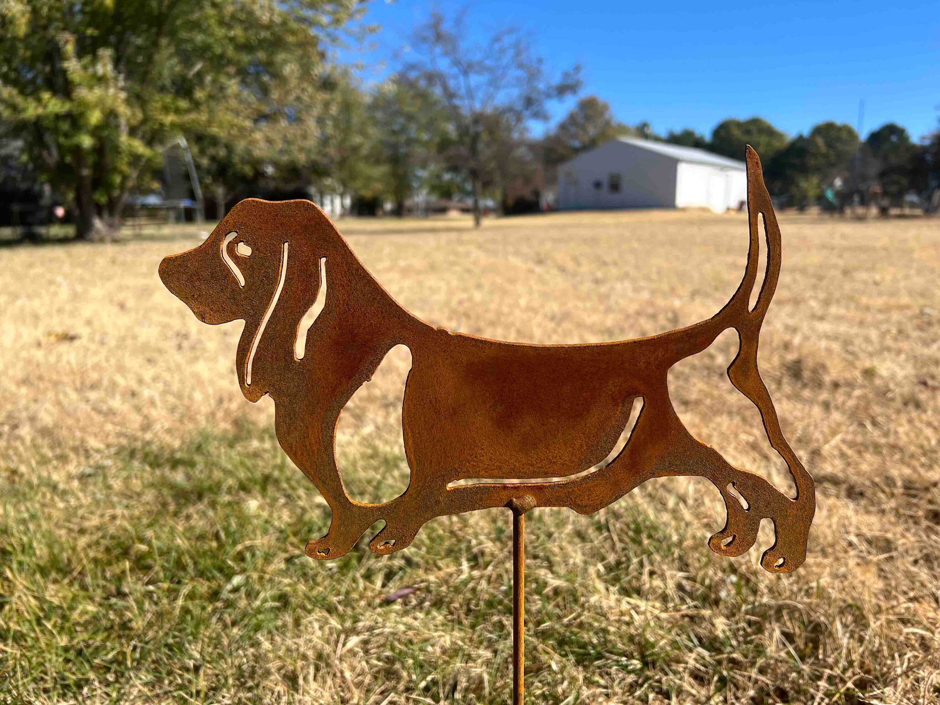 Handmade Basset Hound Metal Yard Stake: Dog Lover Decor
