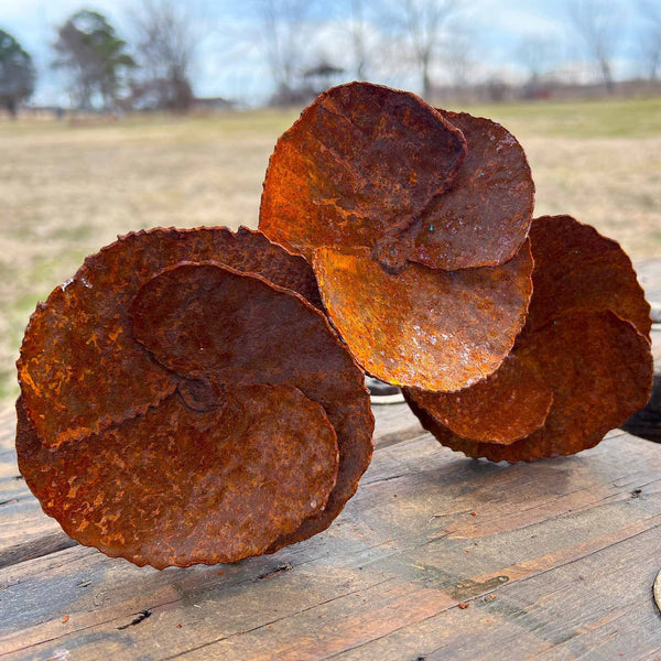 Handmade Rustic Rusty Poppy Set: Weathered Metal Flower Art
