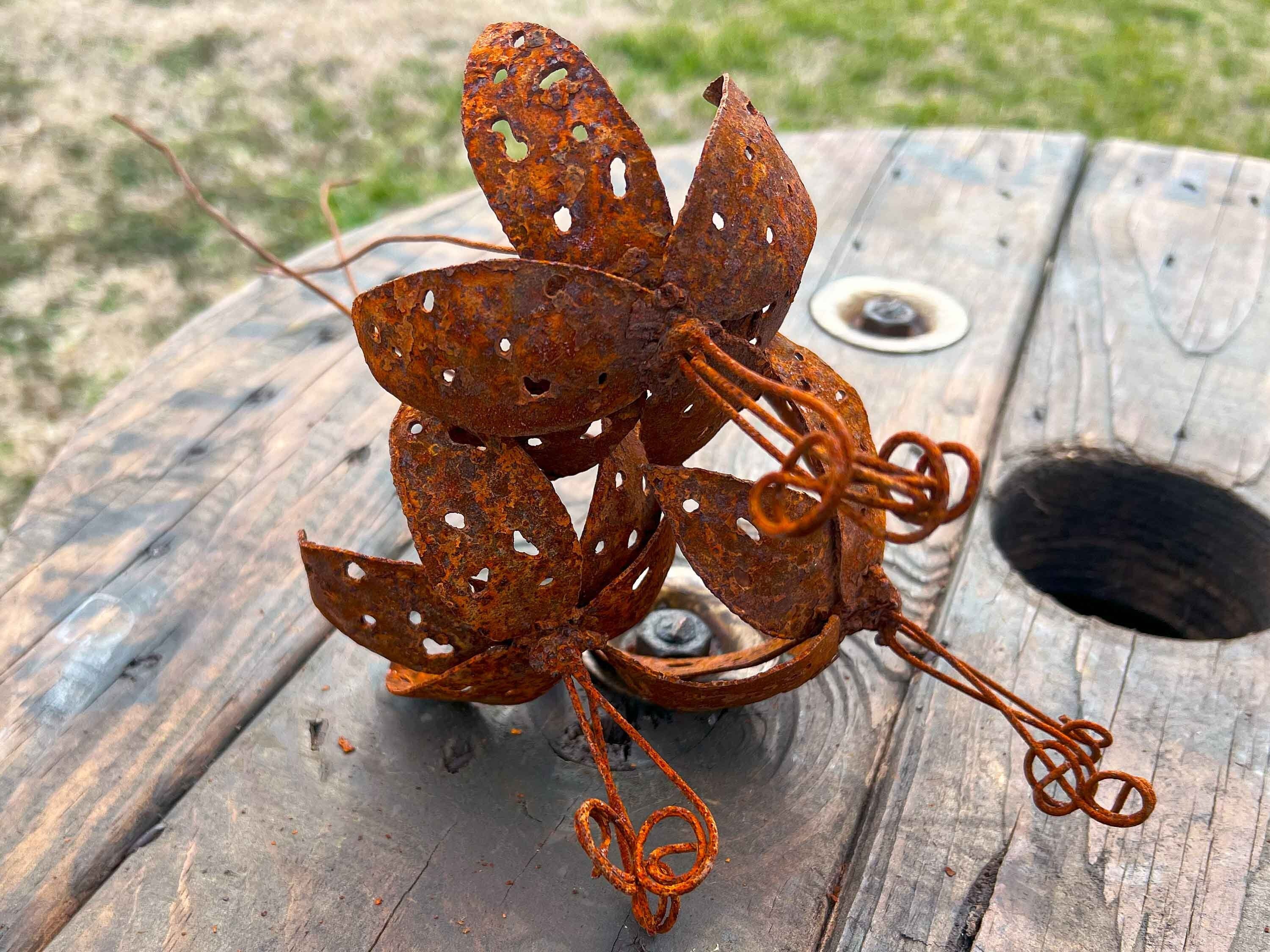Rusty Tiger Lily Flowers (Set of 3): Handmade Rustic Industrial Sculpture