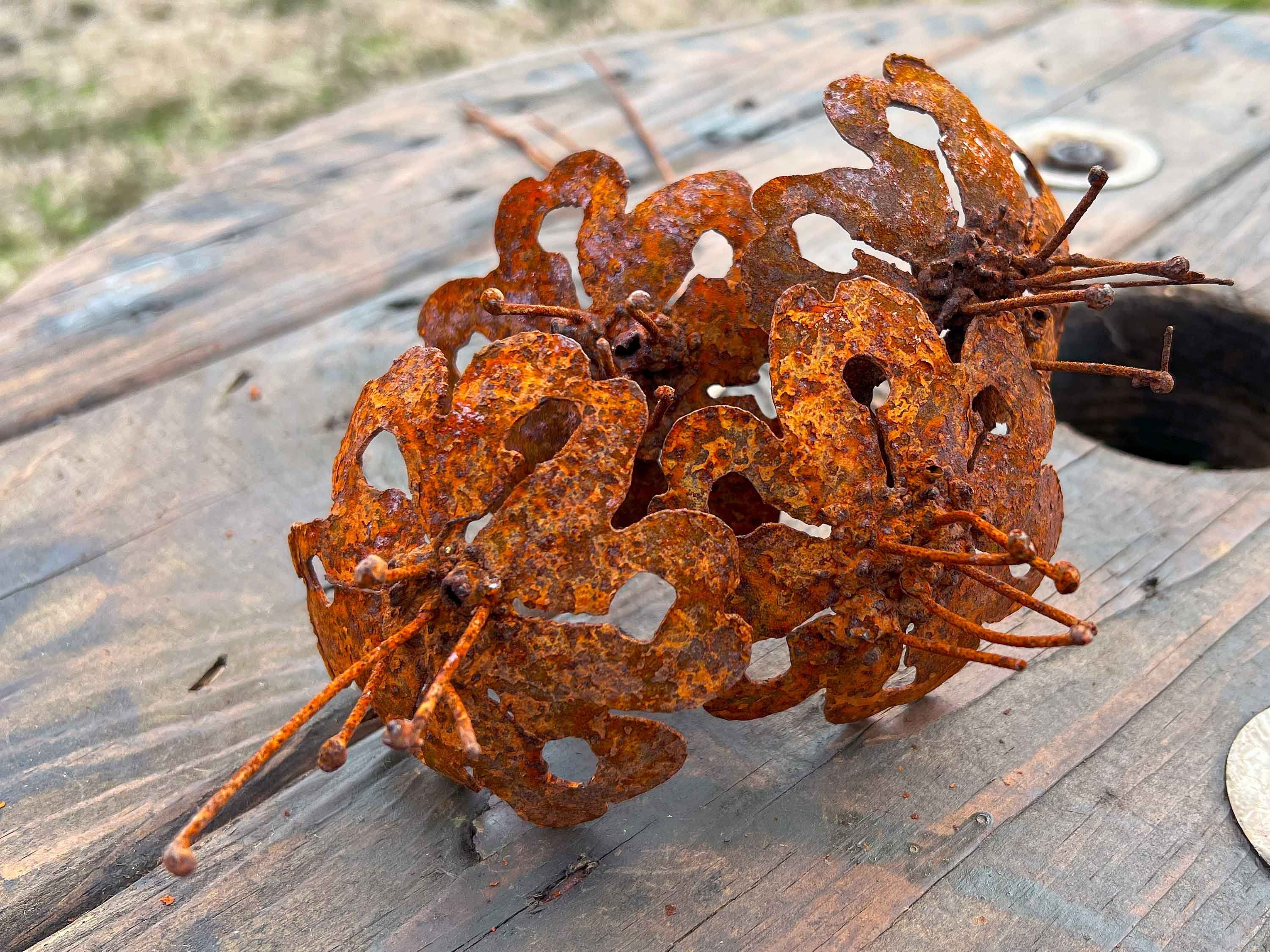 Rustic Handmade Rusty Metal Flowers - Set of 4 - Industrial Decor
