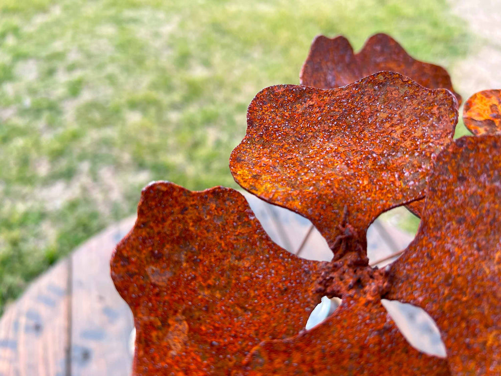 Handmade Rusty Pansy Flowers (Set of 3) - Industrial Floral Decor