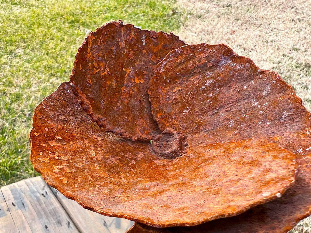 Handmade Rustic Rusty Poppy Set: Weathered Metal Flower Art