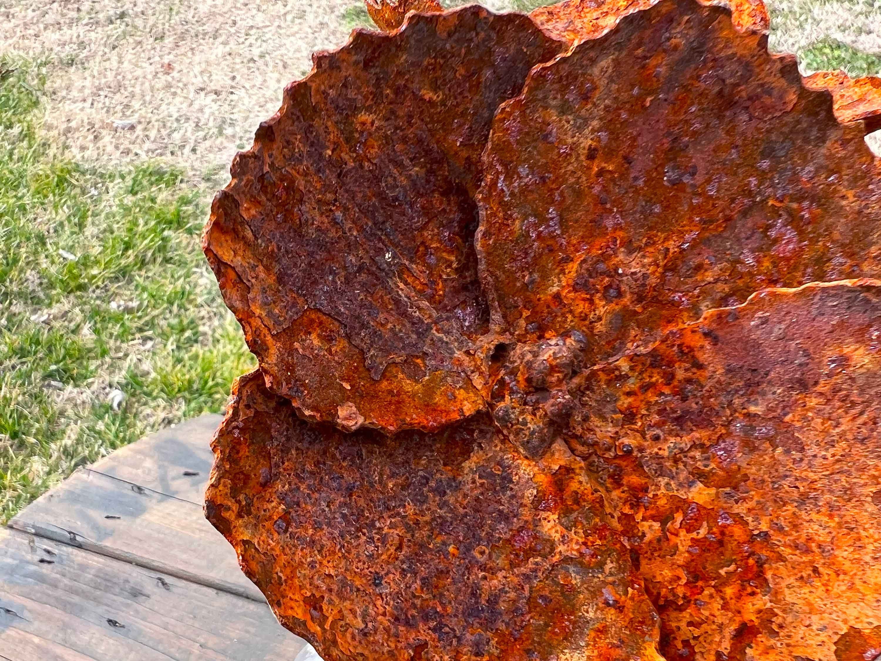 Rusty Iron Poppy Set: Handmade Industrial Floral Decor