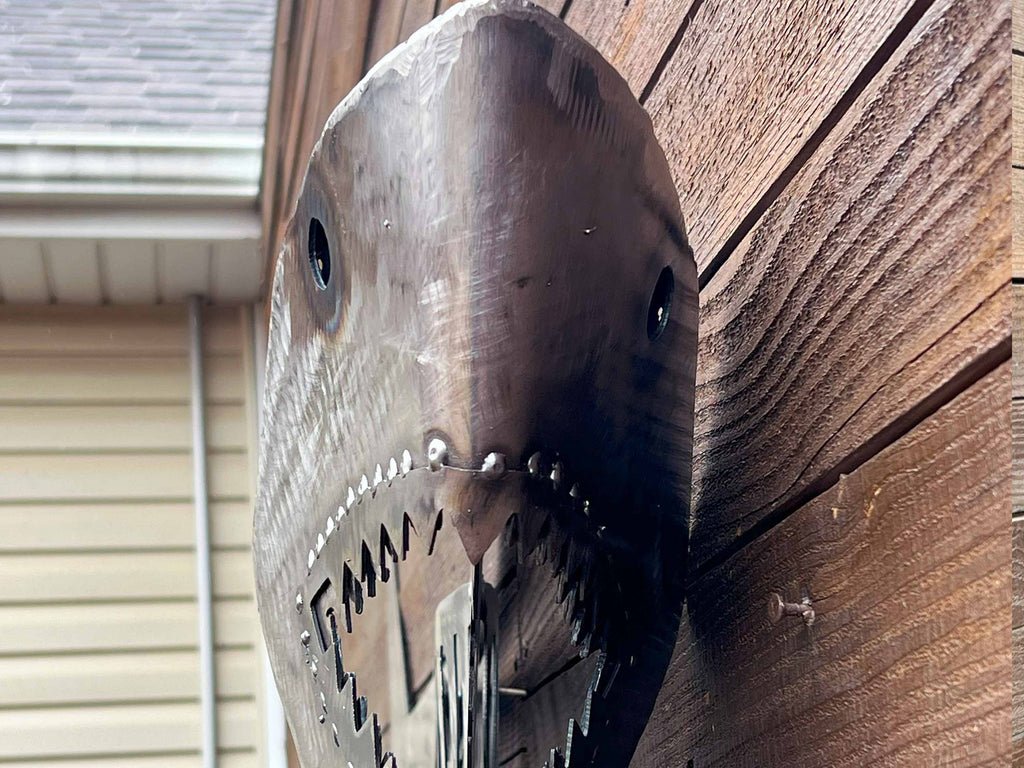 Metal shark wall decor - great white shark sculpture - jaws dock decor - restaurant wall hanging shark - iron shark artwork - handmade shark