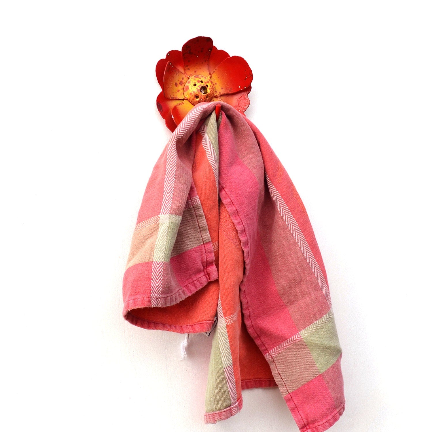 Sunburst Flower Hook: Rustic Steel Towel, Leash, or Plant Hanger