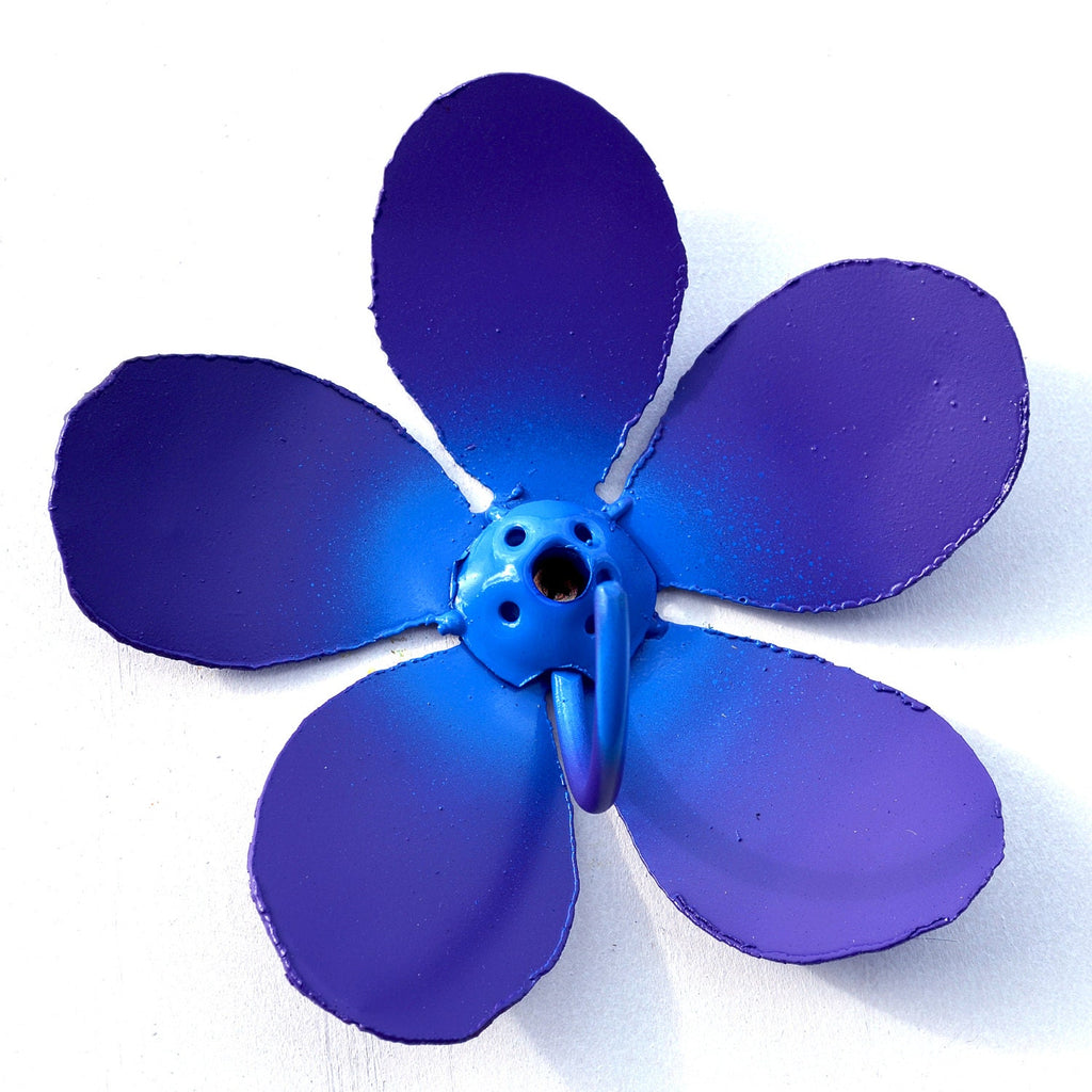 Flower Key Hook: Steel Leash Rack, Purple Teal Burst