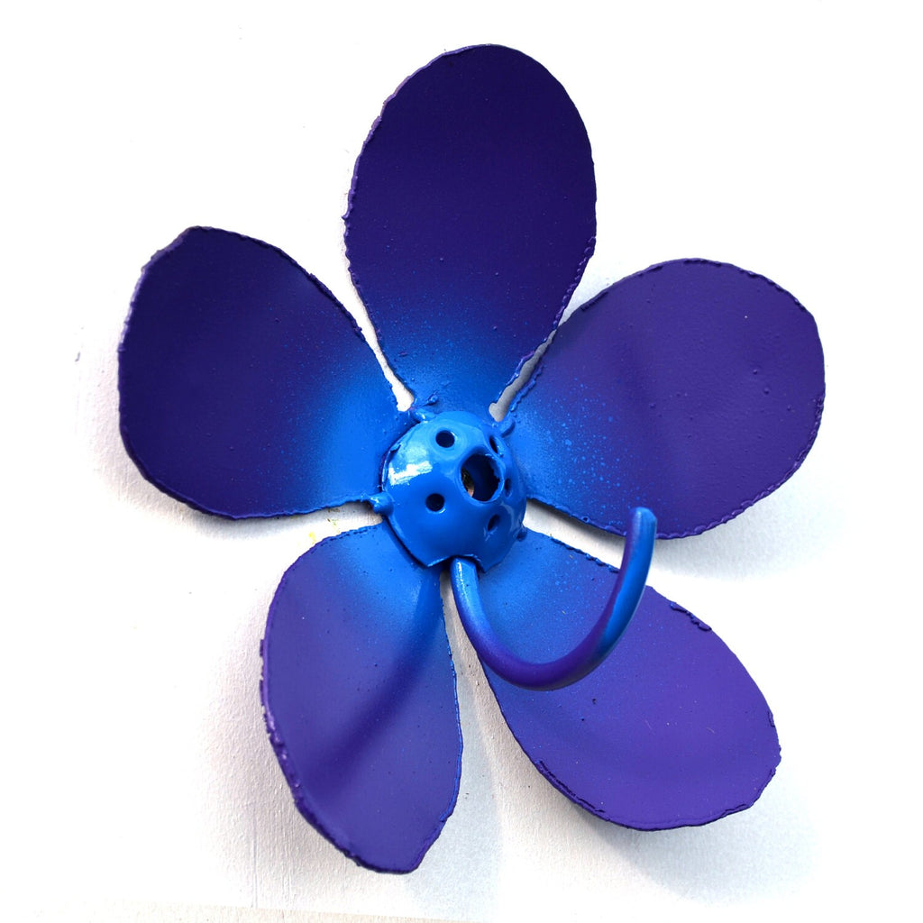 Flower Key Hook: Steel Leash Rack, Purple Teal Burst