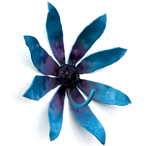 Flower Key Holder: Steel Leash Rack, Teal Purple Burst