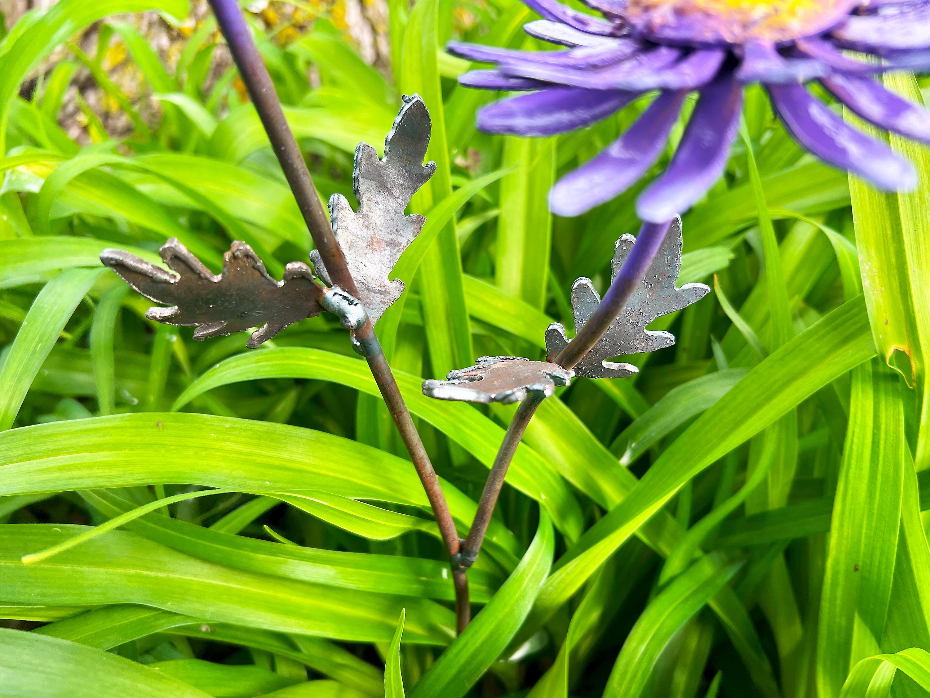Handmade Metal Daisy Yard Art: Purple & Yellow Garden Decor
