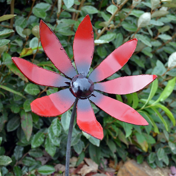 Red Metal Flower Stake: Sidney Garden Accent, Wall Hanging