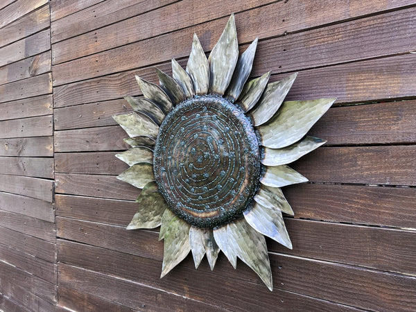 Handcrafted Metal Sunflower Wall Art: 30" Elegant Floral Sculpture