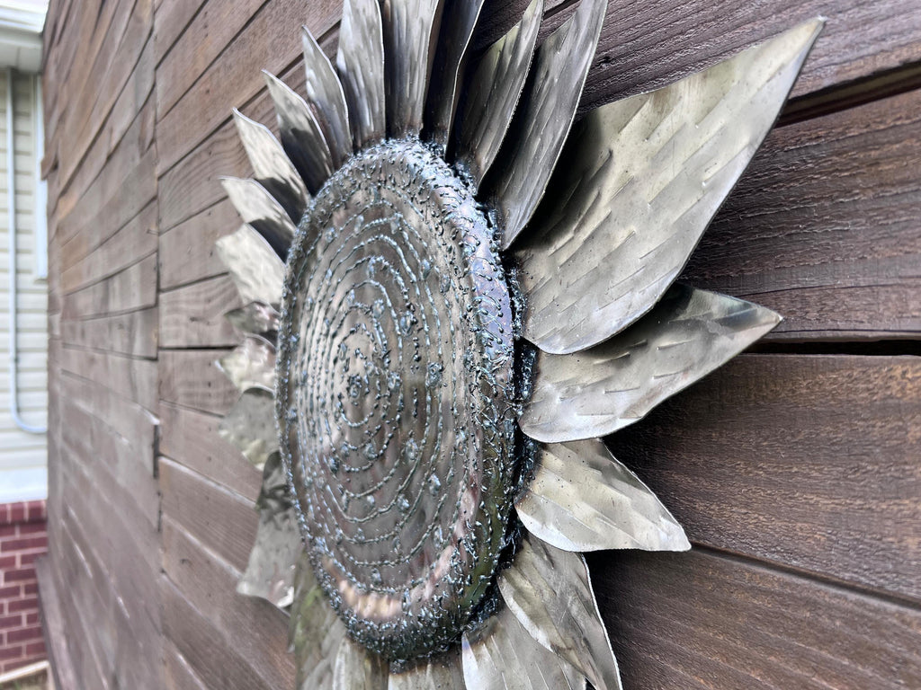 Handcrafted Metal Sunflower Wall Art: 30" Elegant Floral Sculpture