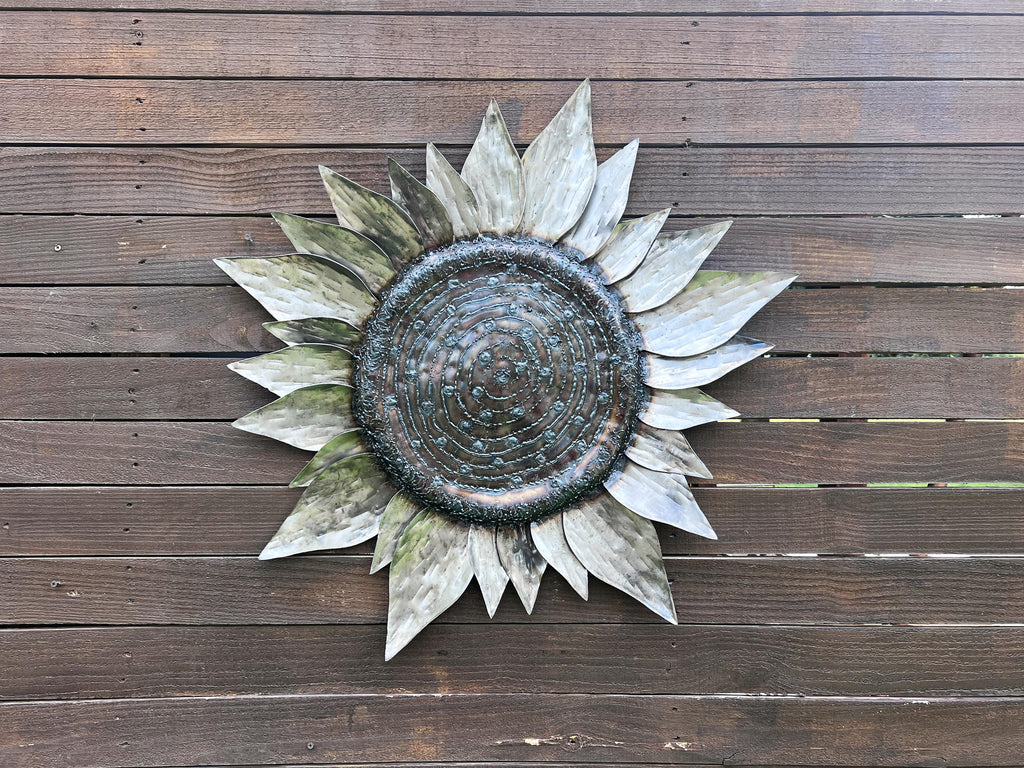 Handcrafted Metal Sunflower Wall Art: 30" Elegant Floral Sculpture
