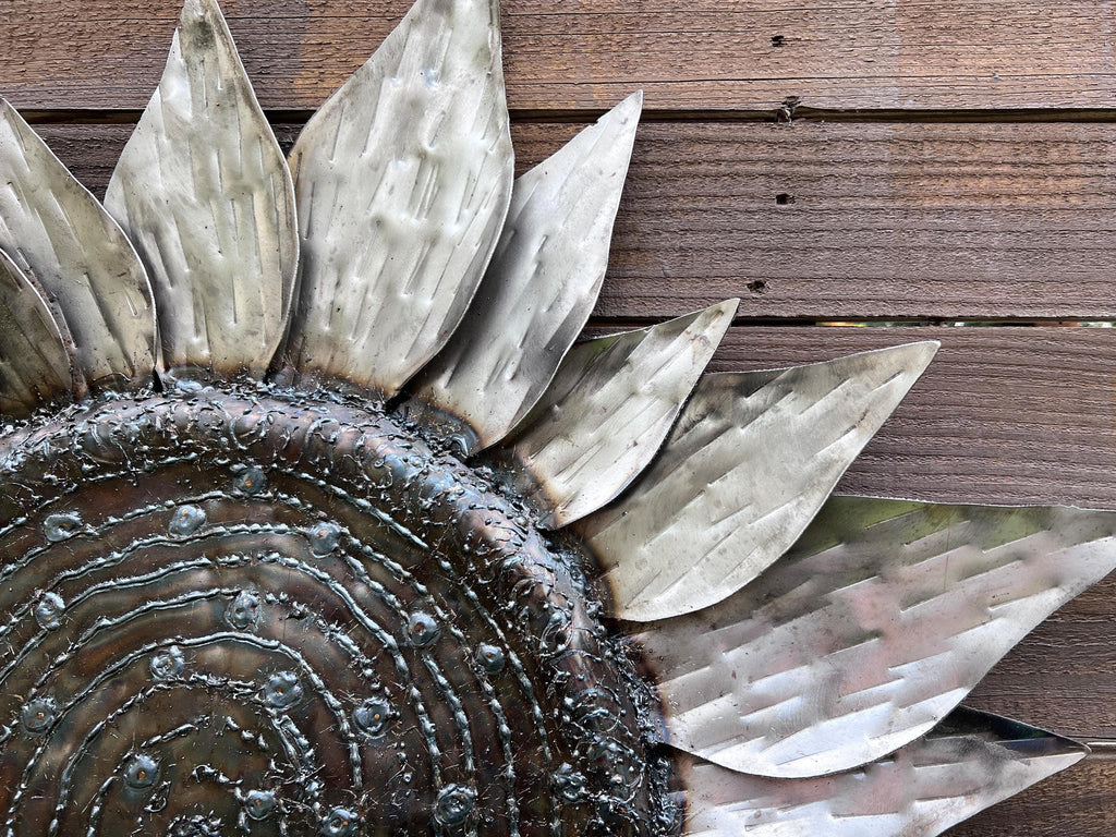 Handcrafted Metal Sunflower Wall Art: 30" Elegant Floral Sculpture