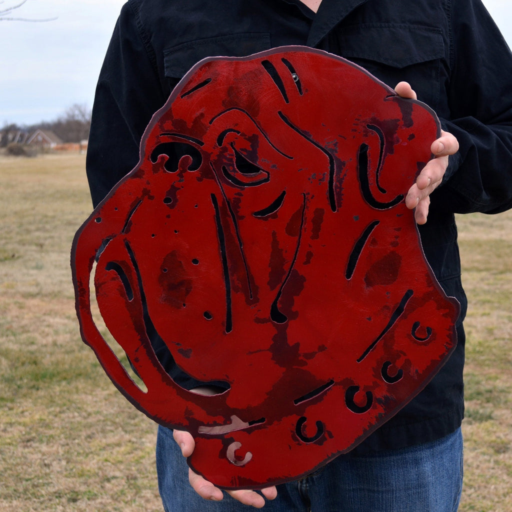 Red Bulldog Metal Wall Art: Business Card Holder, Dog Decor (22x20)