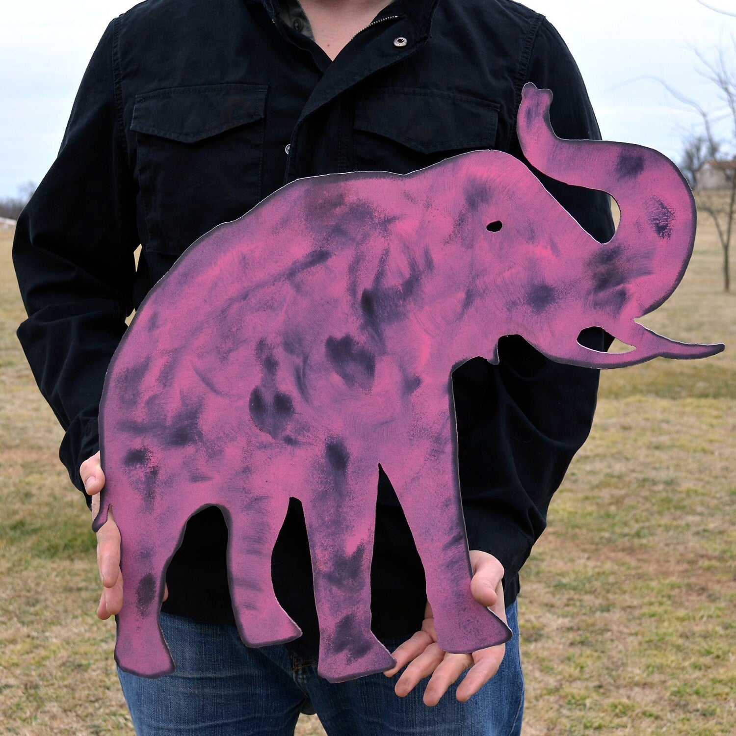 Pink Metal Elephant Wall Decor: 20" Magnetic Board