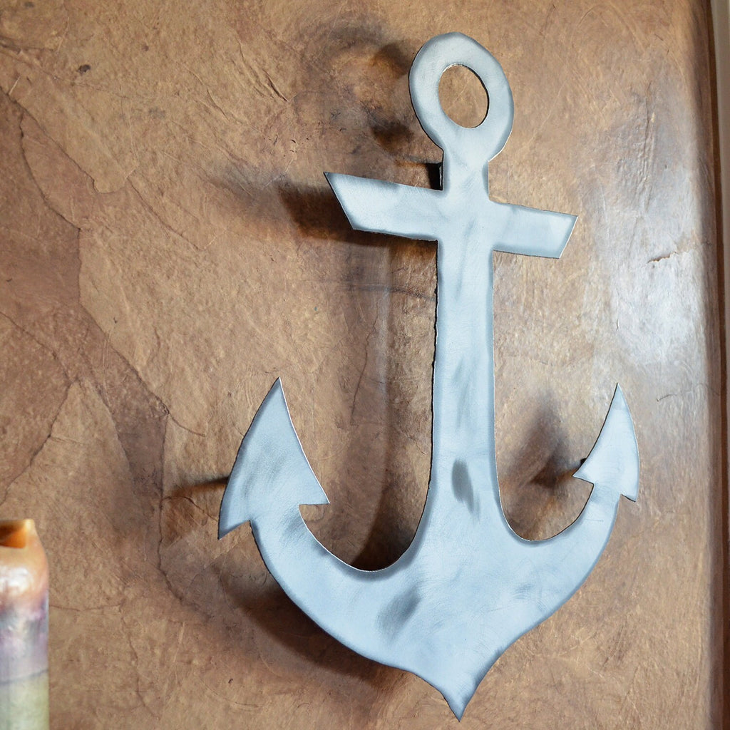 Handmade Steel Anchor Wall Art: Rustic Nautical Decor (22 X 17)