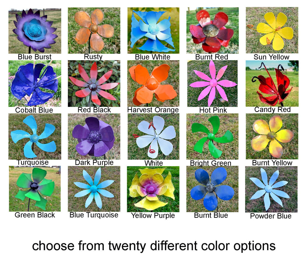 Metal Flower Stake: Blue Gabriela Blossom, Garden Decor