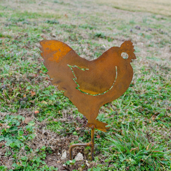 Metal Chicken Yard Stake: Heavy Duty Rooster Silhouette Art