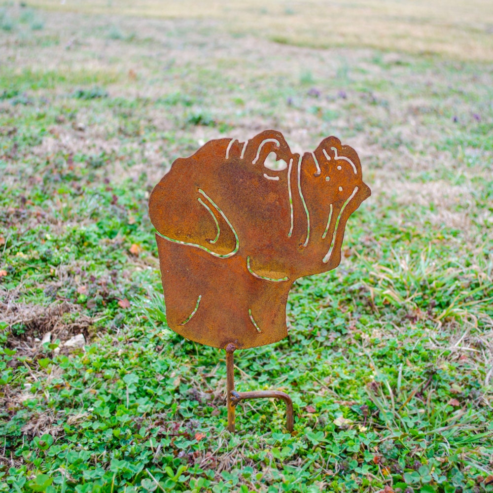 Metal Boxer Garden Stake: Rustic Dog Yard Art