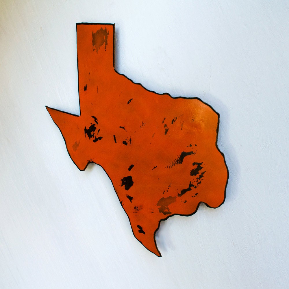 Rustic Orange Texas State Metal Wall Art - 24x24