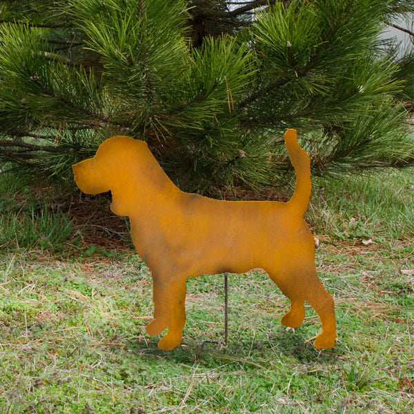 Handmade Metal Beagle Garden Stake: Rusty Dog Memorial Art