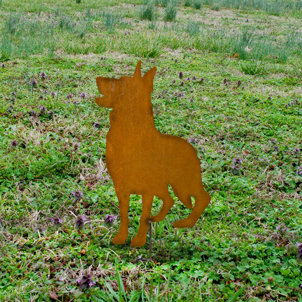 Handmade Rusty Metal German Shepherd Garden Stake - Dog Memorial Art