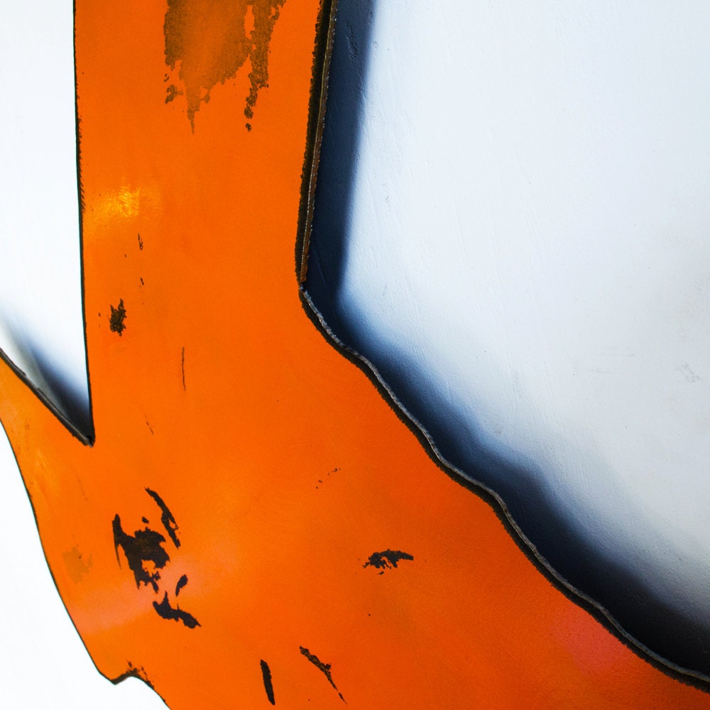 Rustic Orange Texas State Metal Wall Art - 24x24
