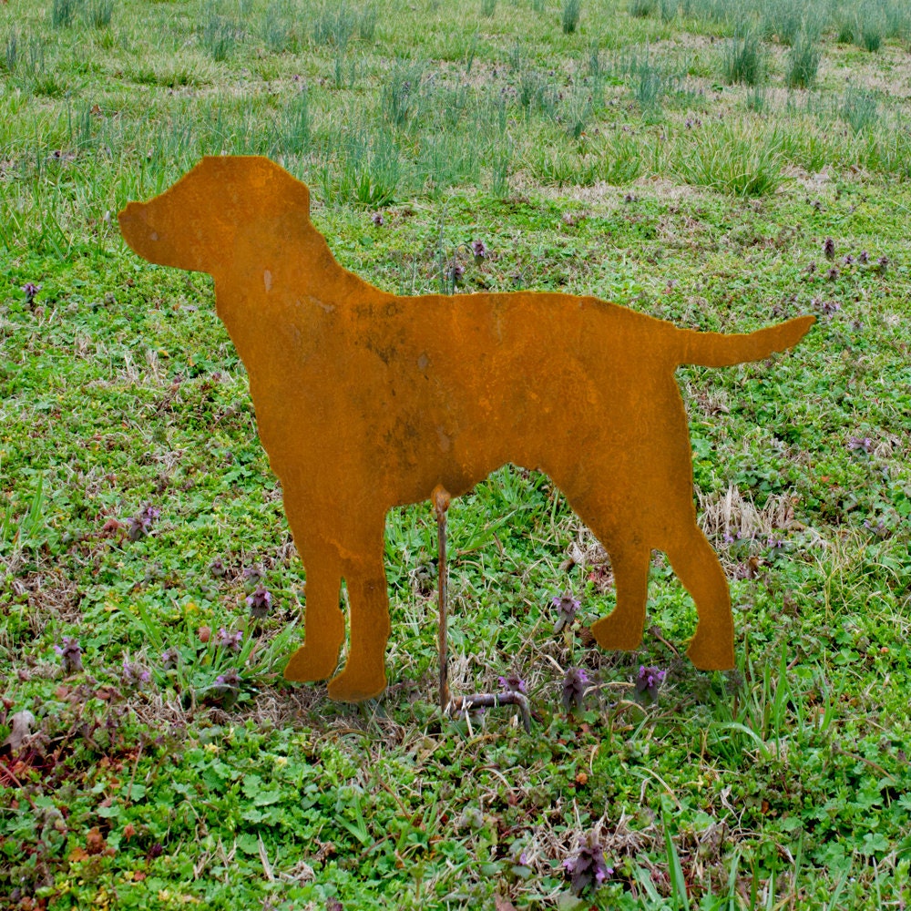 Rusty Metal Labrador Garden Stake: Hand-Cut Lab Silhouette (10x7)