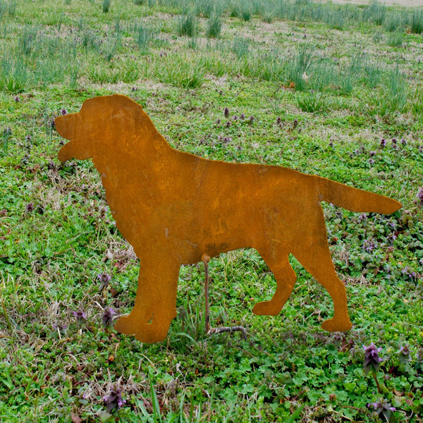 Rusty Metal Labrador Garden Stake - Lab Silhouette Patio Art